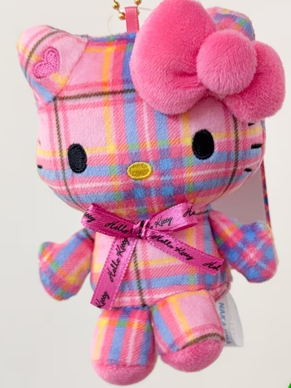 Hello Kitty (4”) 50th Anniversary limited edition Tartan collection -Pink Plaid.